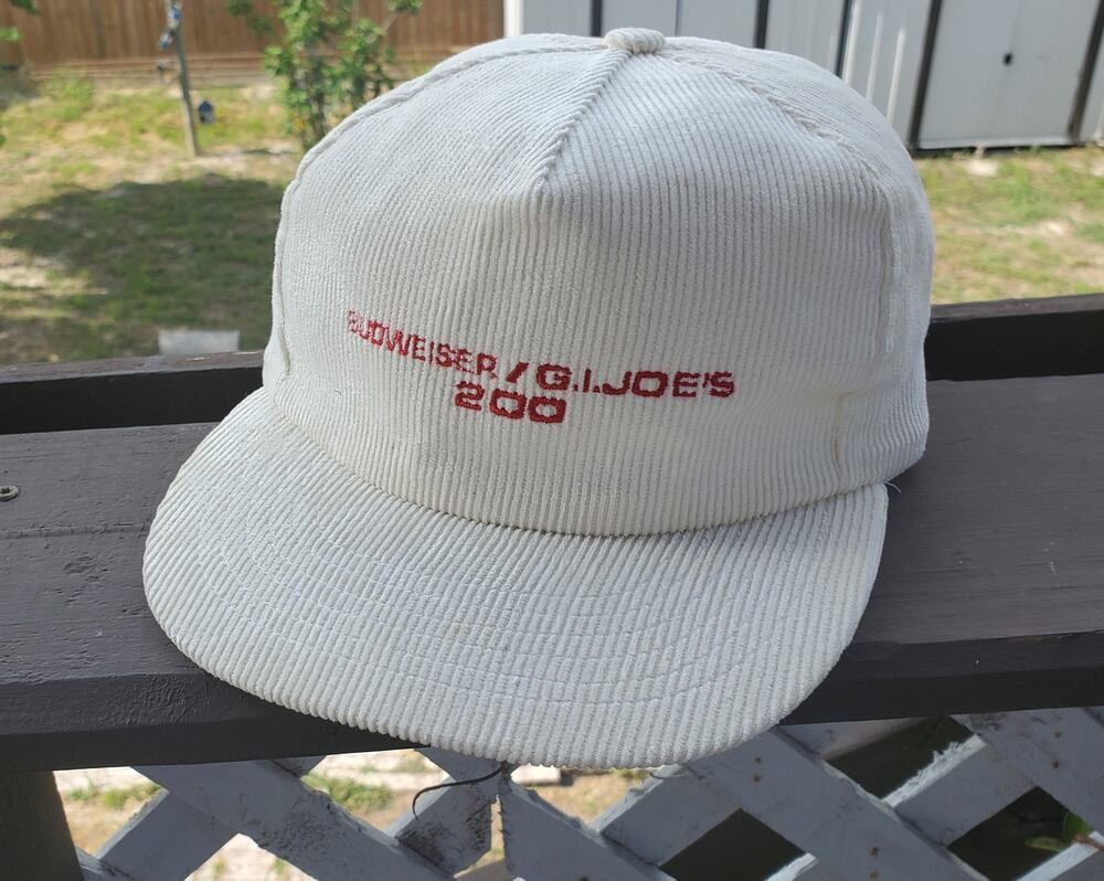 Rare Vintage 90s Budweiser G.I Joe's 200 White Corduroy Hat